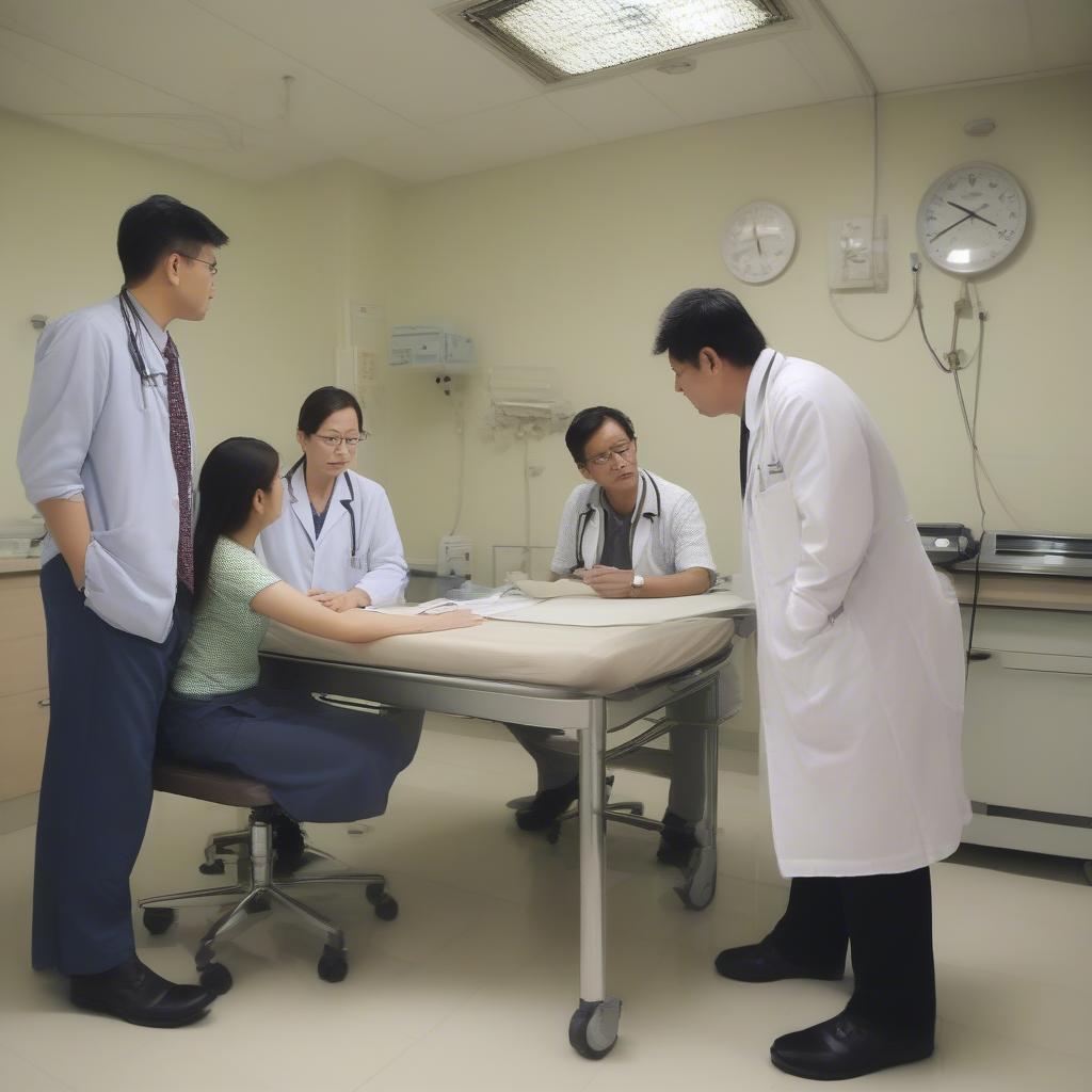 Doctors at Cho Ray Hospital diagnosing a patient