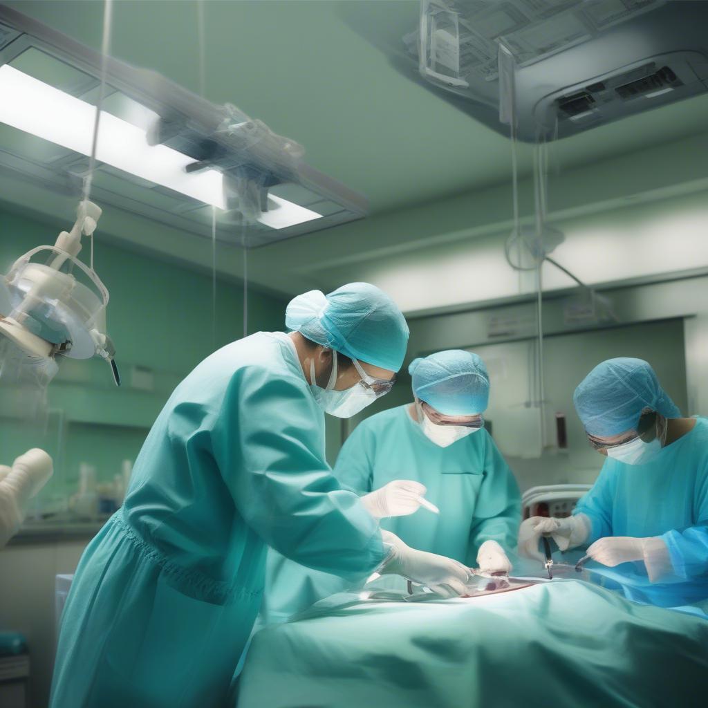 Bác sĩ Kiên thực hiện phẫu thuật tại bệnh viện Thu Cúc