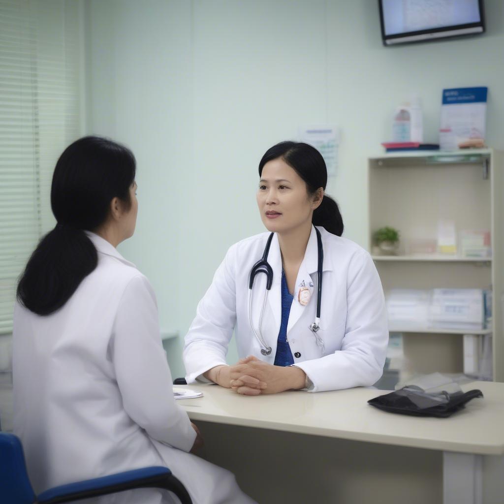 Bác sĩ Thu Thủy Bệnh viện Hòa Hảo khám bệnh cho bệnh nhân