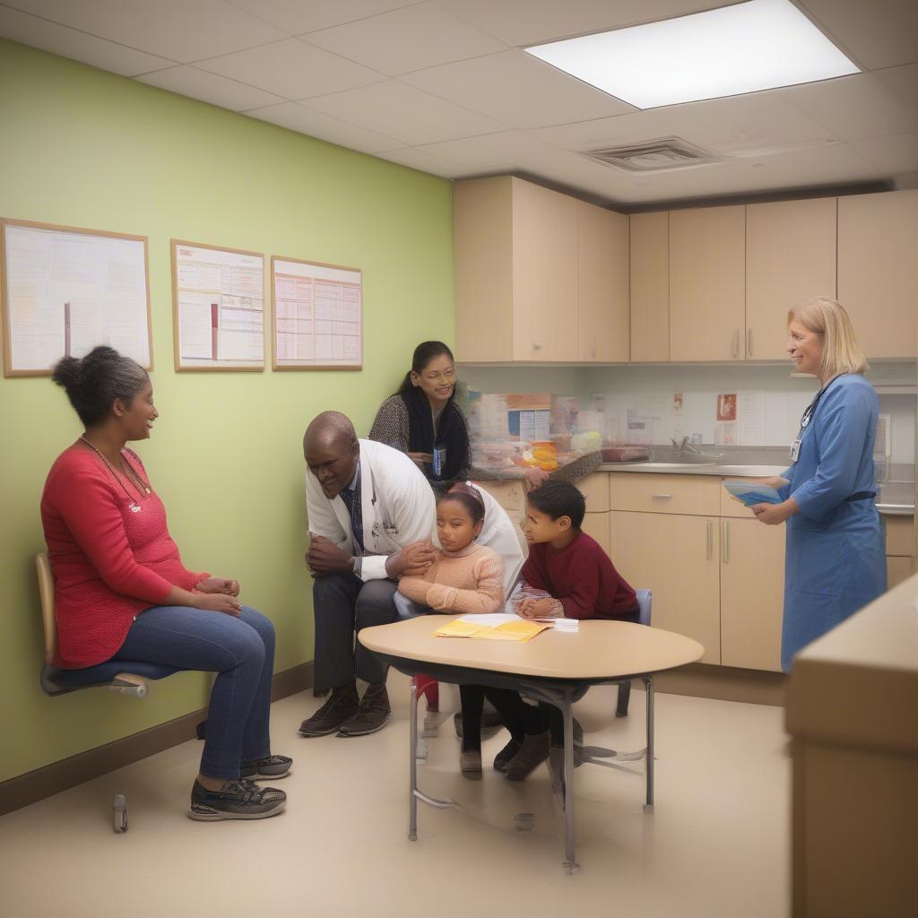 Children receiving nutritional consultation at a hospital