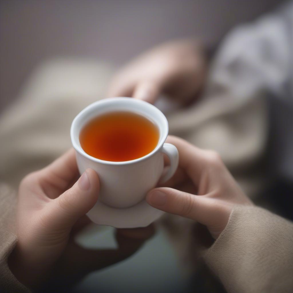 Hình ảnh người bệnh đang uống thuốc nam chữa bệnh gút