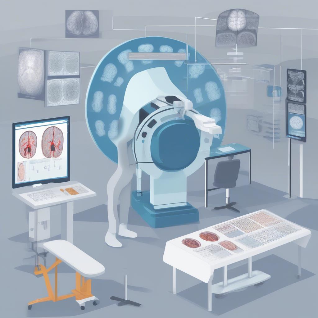 Dịch vụ chuyên khoa não - Minh họa các dịch vụ chuyên khoa não như chụp MRI, CT scan, điện não đồ