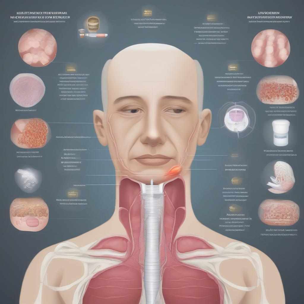 Điều trị nhiễm độc giáp. Hình ảnh minh họa các phương pháp điều trị nhiễm độc giáp như thuốc kháng giáp, i-ốt phóng xạ và phẫu thuật.