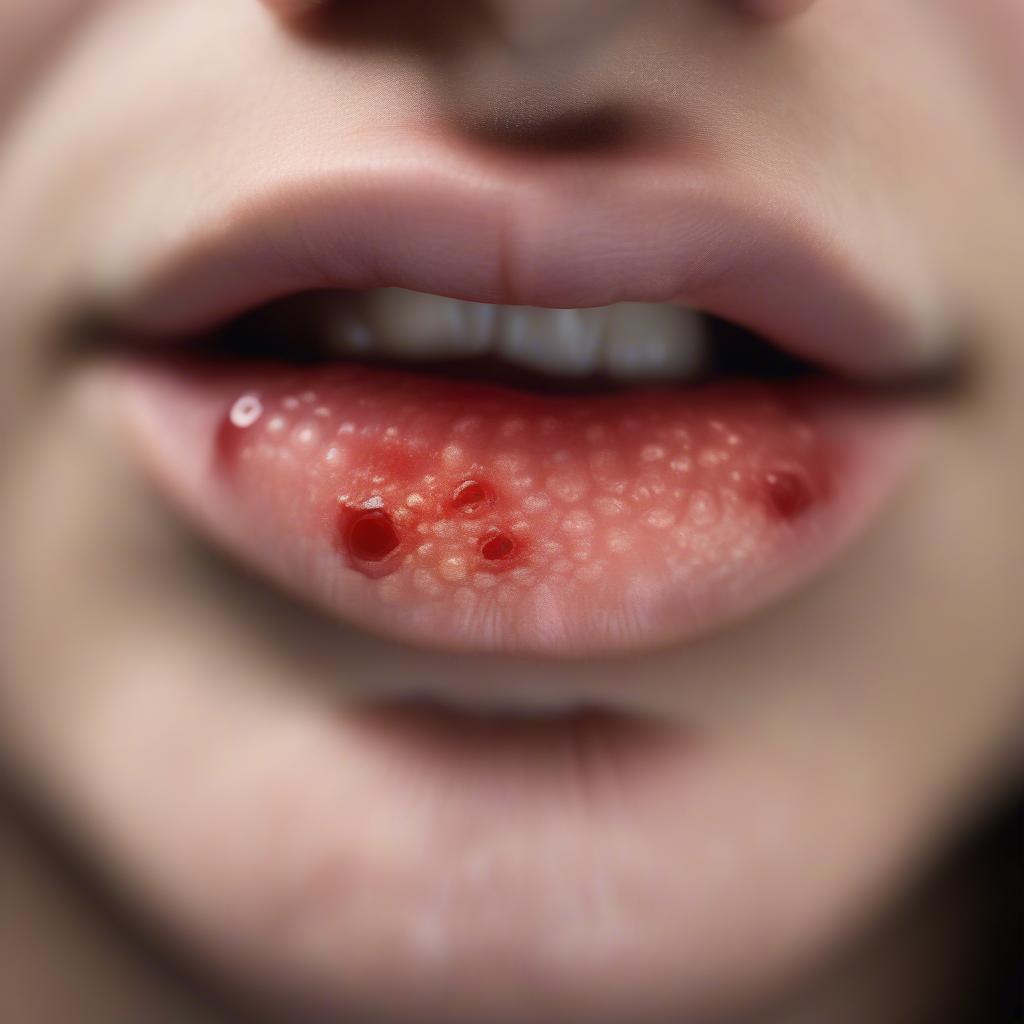 Mụn nước ở môi do Herpes Simplex