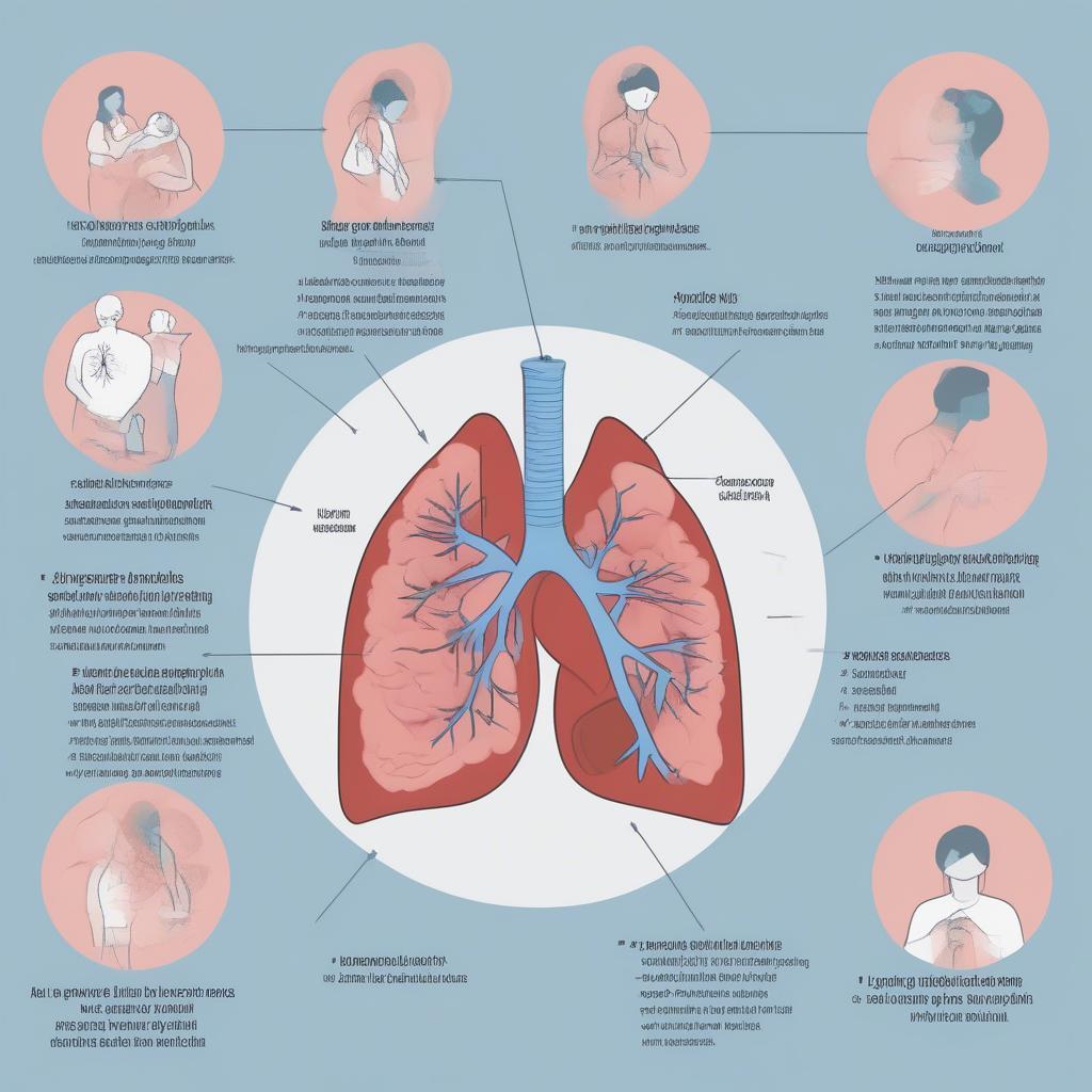 Triệu chứng bệnh phổi: Hình ảnh minh họa các triệu chứng thường gặp của bệnh phổi như ho, khó thở, đau ngực.