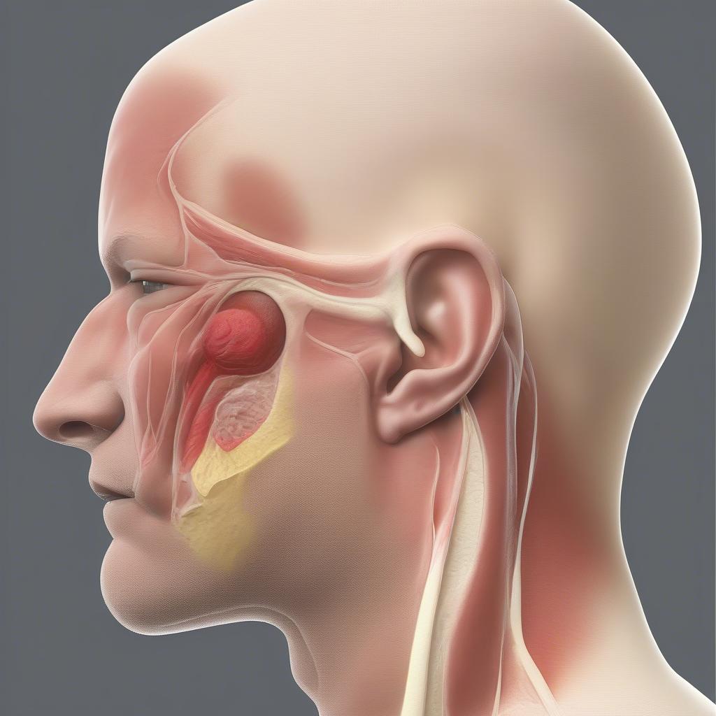 Hình ảnh minh họa triệu chứng rò luân nhĩ bị nhiễm trùng